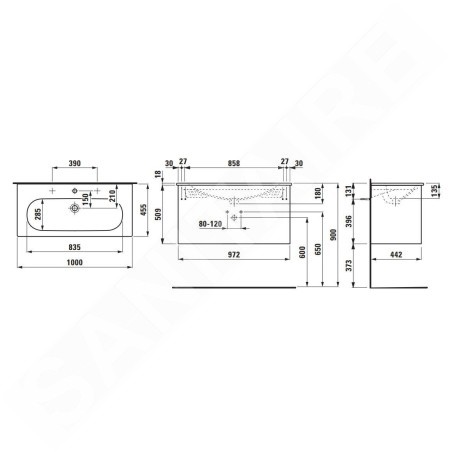Laufen Lua - Meuble avec lavabo, 51x97x44 cm, 2 tiroirs, chêne H8600882671041