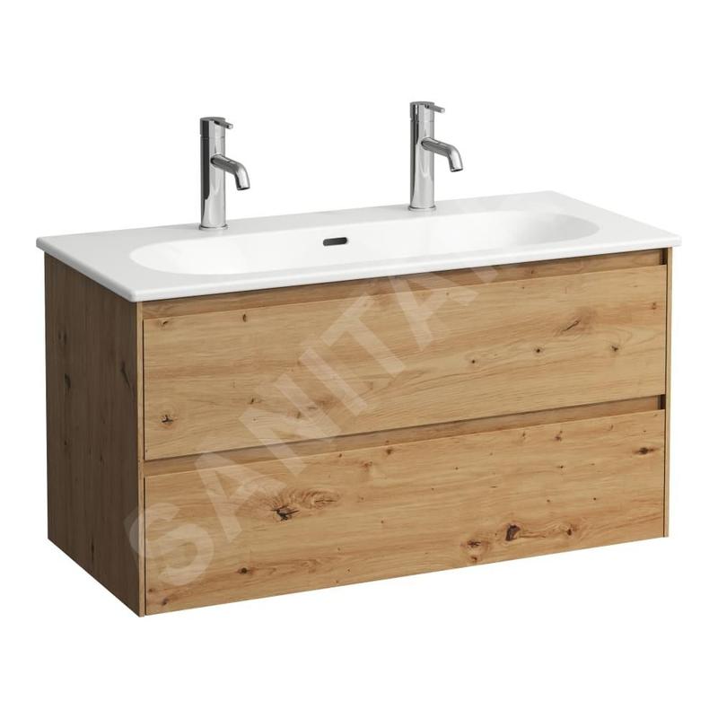 Laufen Lua - Meuble avec lavabo, 51x97x44 cm, 2 tiroirs, chêne H8600882671071