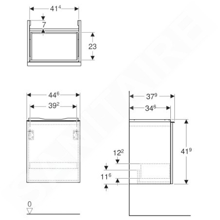 Geberit Acanto - Meuble lavabo, 45x42x38 cm, 1 tiroir, chêne 503.002.JH.1