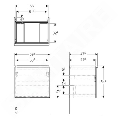 Geberit Acanto - Meuble lavabo, 59x54x48 cm, 1 tiroir, chêne 503.003.JH.1