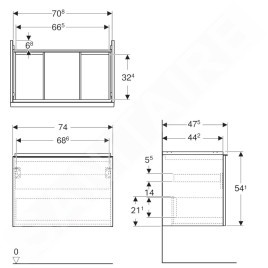 Geberit Acanto - Meuble lavabo, 74x54x48 cm, 1 tiroir, lave 503.004.JK.1