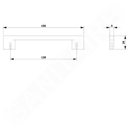Aqualine Accessoires - Poignée pour meubles, pas de 128 mm, chromé 10090