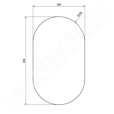 Aqualine Miroirs - Miroir 500x850 mm, sans poignée 22504