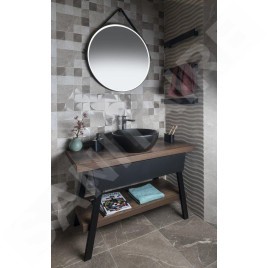 Sapho Miroirs - Miroir Orbiter avec éclairage LED, diamètre 600 mm, noir mat ORL060