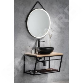 Sapho Miroirs - Miroir Orbiter avec éclairage LED, diamètre 700 mm, noir mat ORL070