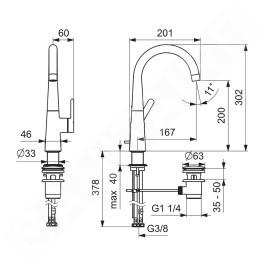 Hansa Designo - Mitigeur de lavabo avec bec pivotant et vidage, chrome 51032293