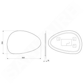 Sapho Miroirs - Miroir avec éclairage LED, 800x550 mm NA280