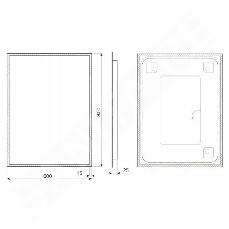 Aqualine Accessoires - Miroir Tauri avec éclairage LED, 600x800 mm TW260