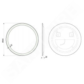Aqualine Accessoires - Miroir Noa avec éclairage LED, diamètre 600 mm OM260