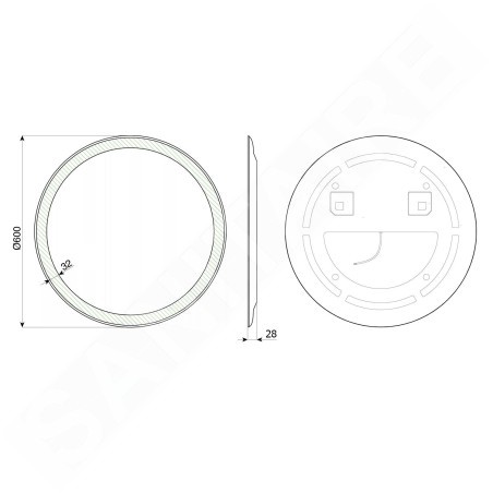 Aqualine Accessoires - Miroir Noa avec éclairage LED, diamètre 600 mm OM260