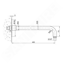 Sapho Minimal - Bras de douche 400 mm, inox MI091