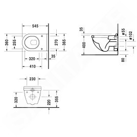 Duravit Starck 3 - WC suspendu, 360x540 mm, blanc 2206090000