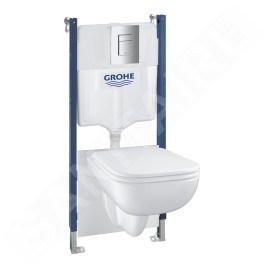 Grohe Solido - Set de bâti-support, cuvette Edge Ceramic et abattant softclose, plaque de déclenchement Even, chrome 39816000