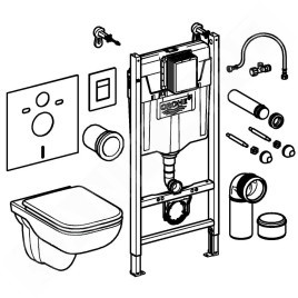Grohe Solido - Set de bâti-support, cuvette Edge Ceramic et abattant softclose, plaque de déclenchement Even, chrome 39816000