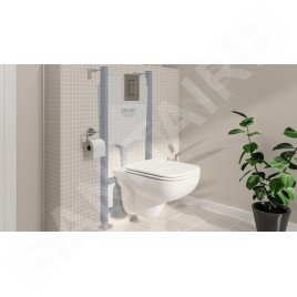 Grohe Solido - Set de bâti-support, cuvette Edge Ceramic et abattant softclose, plaque de déclenchement Even, chrome 39816000