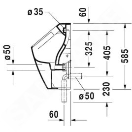 Duravit ME by Starck - Urinoir, alimentation d’eau arrière, Rimless, avec WonderGliss, blanc 2809302000