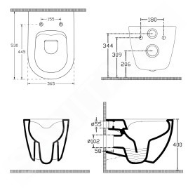 Sapho Isvea - Cuvette suspendue INFINITY, Rimless, anthracite 10NF02001-2C