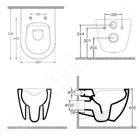 Sapho Isvea - Cuvette suspendue INFINITY, Rimless, anthracite 10NF02001-2C
