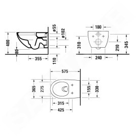 Duravit Architec - WC suspendu, Rimless, HygieneGlaze, blanc 2572092000