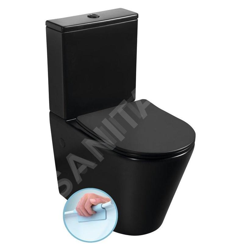 Sapho Paco - Combiné WC, vidage Vario, Rimless, noir PC1012WRB Sapho Paco - Combiné WC, vidage Vario, Rimless, noir PC1012WRB
