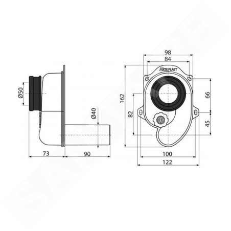 Alcadrain Siphons - Siphon d'urinoir, horizontal DN40 A45B