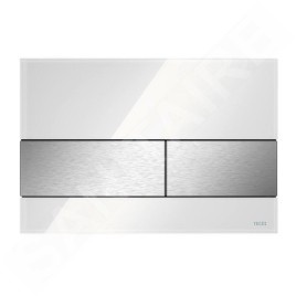 Tece TECEsquare - Commande de chasse d'eau, finition anti-empreintes, verre blanc / inox brossé 9240801