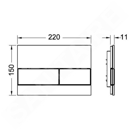 Tece TECEsquare - Commande de chasse d'eau, finition anti-empreintes, verre blanc / inox brossé 9240801