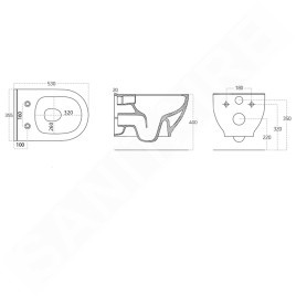 Sapho Brilla - WC suspendu avec douchette de bidet, Rimless, blanc 100612