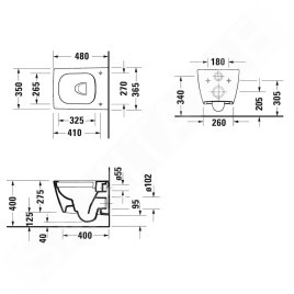 Duravit Viu - WC suspendu Compact, Rimless, DuraFix, avec WonderGliss, blanc alpin 25730900001