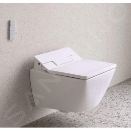 Duravit Viu - WC suspendu pour abattant de bidet SensoWash, Rimless, DuraFix, blanc alpin 2511590000