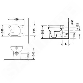 Duravit D-Code - WC à poser, à fond plat, sortie arrière, blanc 21090900002