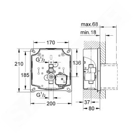 Grohe Rapido - Rapido U - ensemble encastré pour urinoir 37338000