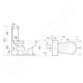 Sapho Kerasan Retro - WC combi cuvette 385x410x720 mm, évacuation par arrière, blanc 101301
