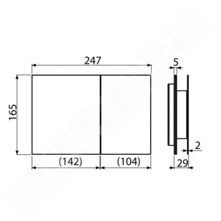 Alcadrain Flat - Bouton de commande affleurant, acier inoxydable semi-mat/brillant AIR-INOX