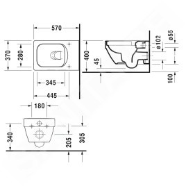 Duravit Vero Air - WC suspendu, Rimless, WonderGliss, blanc 25250900001