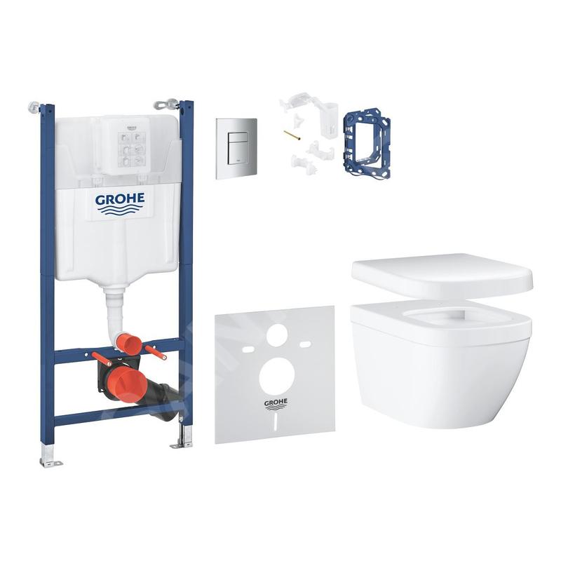 Grohe Solido - Set de bâti-support, cuvette Euro Ceramic et abattant softclose, plaque de déclenchement Skate Cosmopolitan,