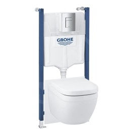 Grohe Solido - Set de bâti-support, cuvette Euro Ceramic et abattant softclose, plaque de déclenchement Skate Cosmopolitan,