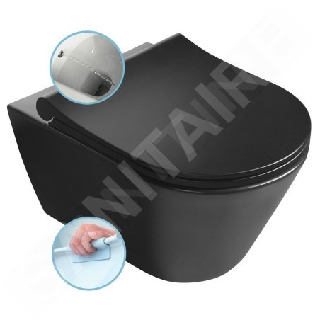 Sapho Avva - WC suspendu avec douchette de bidet, Rimless, noir mat 100312-110