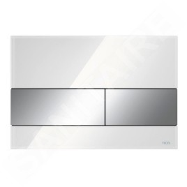 Tece TECEsquare - Commande de chasse d'eau, verre blanc / chrome brillant 9240802