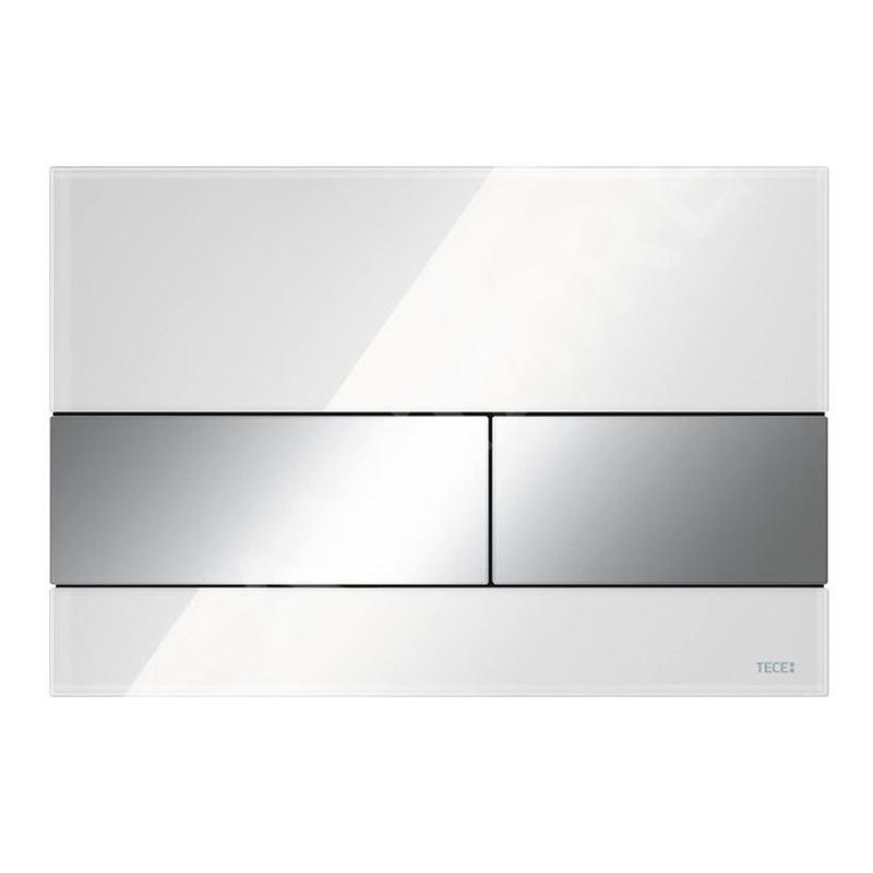 Tece TECEsquare - Commande de chasse d'eau, verre blanc / chrome brillant 9240802