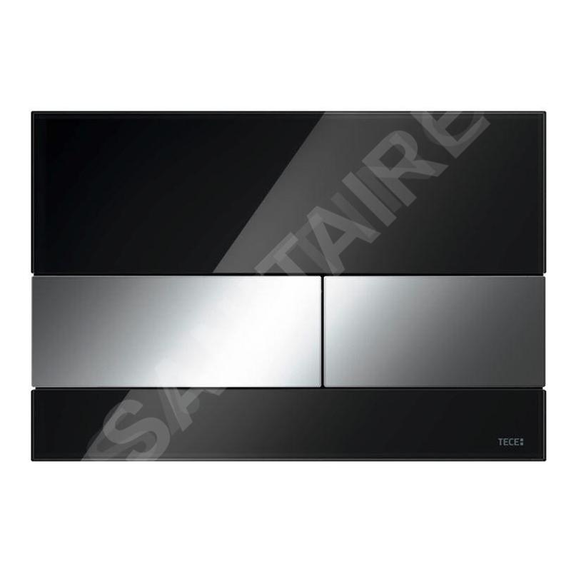 Tece TECEsquare - Commande de chasse d'eau, verre noir / chrome brillant 9240807