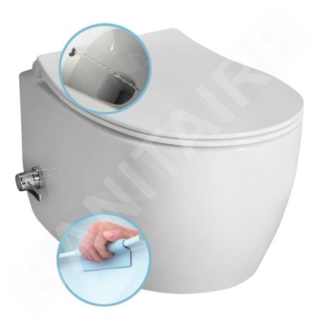 Sapho Isvea - WC suspendu SENTIMENTI avec vanne et douche de bidet, Rimless, blanc 10ARS1010