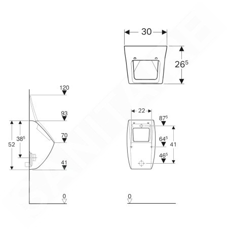 Geberit Urinoirs - Urinoir, alimentation d’eau arrière, blanc 236100000