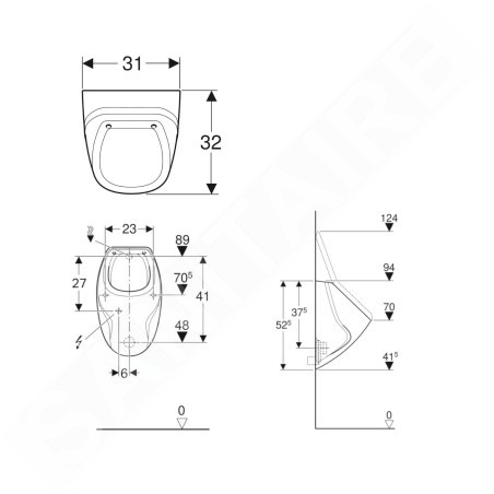 Geberit Urinoirs - Urinoir, alimentation d’eau arrière, blanc 239200000