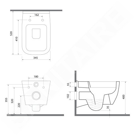 Sapho Isvea Vea - Toilettes suspendues, Rimless, blanc 10VA02001