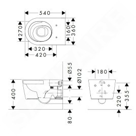 Hansgrohe EluPura S - WC suspendu avec siège SoftClose, AquaHelix, SmartClean, blanc 61115450