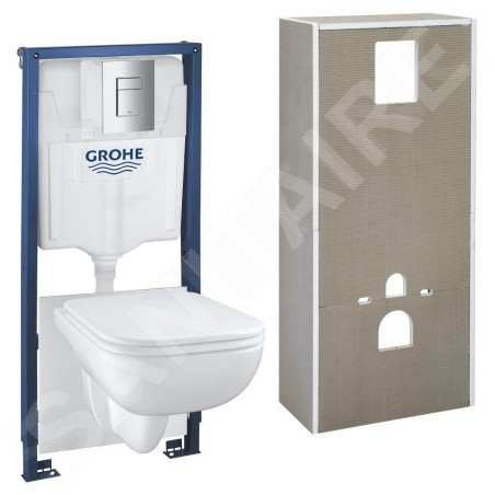 Grohe Solido+ - Ensemble bâti-support, cuvette Start Edge Ceramic et abattant, softclose, rimless, plaque de déclenchement