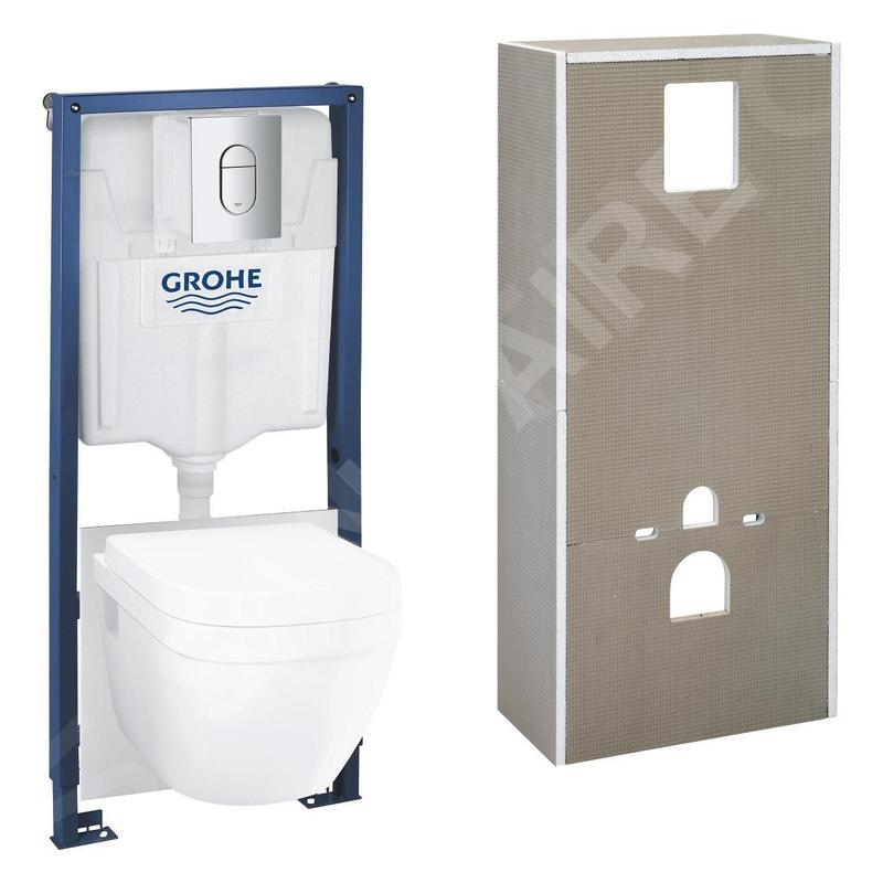 Grohe Solido+ - Set bâti-support, cuvette, abattant Softclose, plaque de déclenchement Arena Cosmopolitan, chrome 36533000 Grohe Solido+ - Set bâti-support, cuvette, abattant Softclose, plaque de déclenchement Arena Cosmopolitan, chrome 36533000