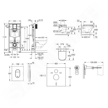 Grohe Solido+ - Set bâti-support, cuvette, abattant Softclose, plaque de déclenchement Arena Cosmopolitan, chrome 36533000