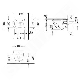 Duravit Starck 3 - WC suspendu, Rimless, avec WonderGliss, blanc alpin 25270900001
